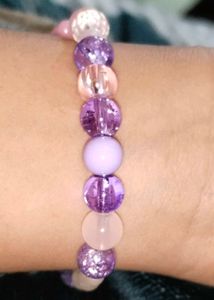 Pink Flower Beaded Bracelet