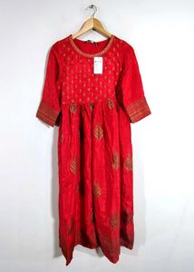 Red Floral Print Kurta (Women's)