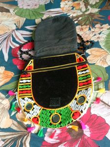 Embroidered Mirror Circle Bag