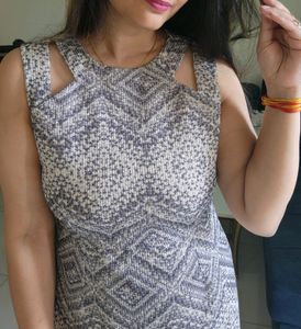 Latin Quarter Sequence Work Allover Grey Dress