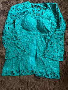Teal Crochet Top
