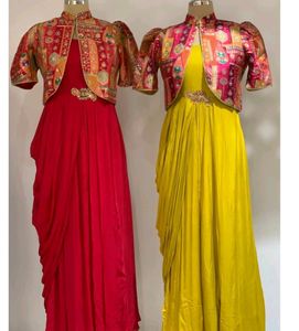 Silk Anarkali Suit With Banarasi Jacket