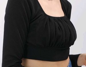 Black Square Neck Top