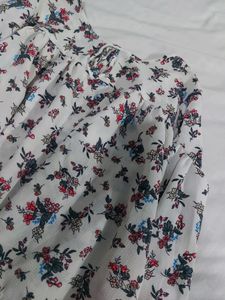 Floral Print Flared Top