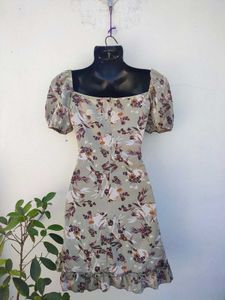 Shein Floral Puff Sleeve Ruffle Dress