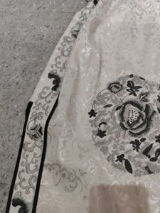 White And Black Embroided Traditional Cheongsam
