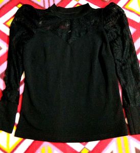 Chic Black Lace Sleeve Top