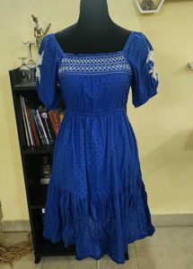Blue Embroidered Dress