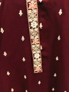 Burgundy Embroidered Fabric
