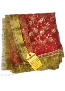 Red Embroidered Dupatta