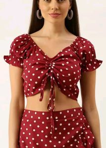 Red Polka dot Tie-up Crop Top