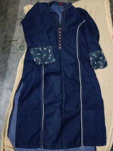 Denim Kurti with Floral Detail
