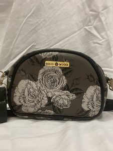 Grey Flower Print Sling Bag