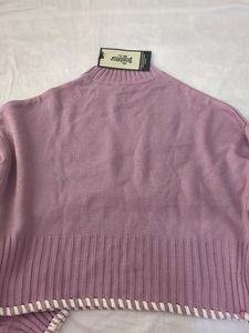 Lilac Balloon Sleeve Cropped Sweater