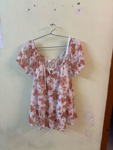 Floral Chiffon Off-Shoulder Top