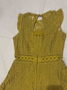Mustard Lace Fit &amp; Flare Dress