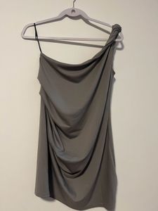 Grey one shoulder dress