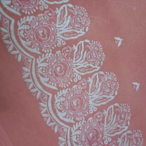 Peach Printed Floral Saree