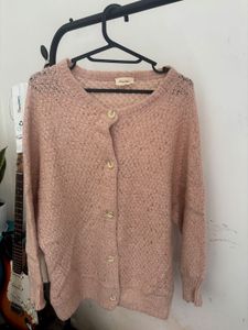 Soft Peach Open-Knit Cardigan
