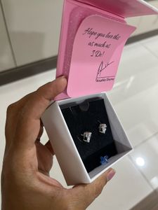 Silver Solitaire Heart Studs