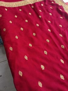 Red &amp; Gold Embroidered Saree