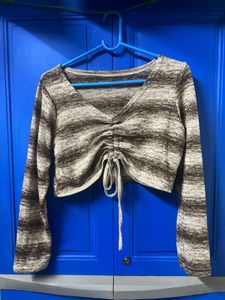 Striped Long Sleeve Crop Top