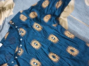 Blue Kurti Straight Kurta Size Medium