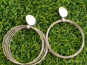 Hoop Earring 1Pair Silver ,7cm With 5 Rings