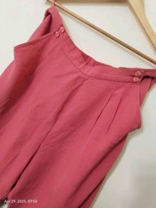 Peach Korean Style Trouser Pants With Zip And Hook