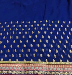 Elegant Blue Embroidered Saree