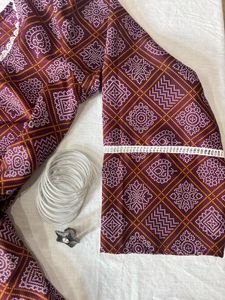 Burgundy Bandhani Print Short Kurti