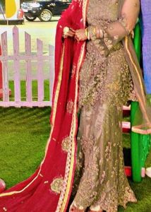 Elegant Grey &amp; Red Indian Outfit