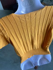 Mustard Button-Up Knit Top