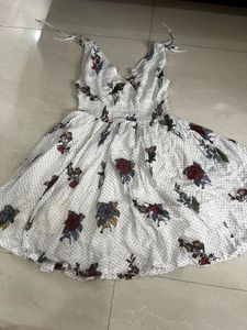 White Floral Print One Piece