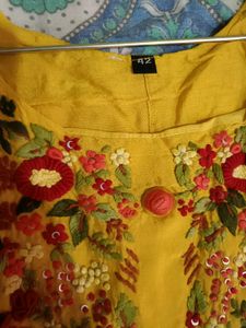 Yellow Embroidered Kurta with dupatta