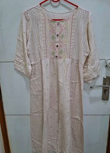 Pink Rayon Material A Line Kurta