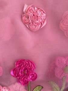 Ribbon Work Saree With Foil Mirror Kucchi Lace