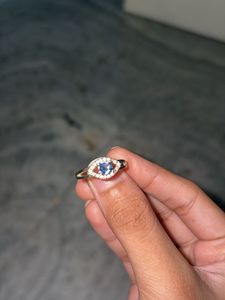 Cute Eye Blue Silver Ring
