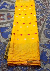 Yellow Polka Dot Saree