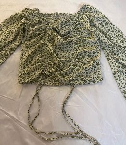 Floral Long Sleeve Drawstring Top