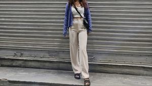 High-waist Off White Flared Trousers