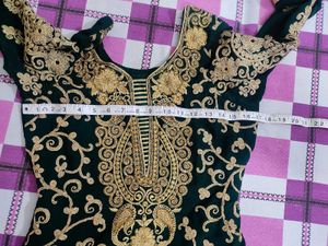 Bottle Green &amp; Gold Embroidered Salwar Kameez