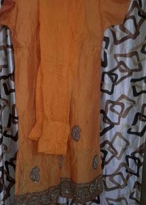 Orange Embroidered Kurti