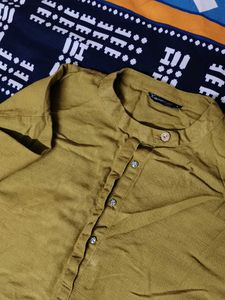 Kalkaram Studio Men Olive Green Cotton Kurta