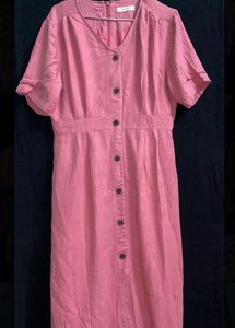 Pink Button-Down Midi Dress