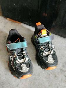 Kids' Black & Orange Athletic Sneakers