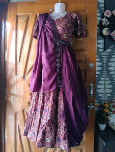 Burgundy Elephant Print Chaniya Choli  Set
