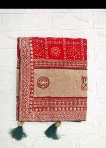 Elegant Red Bandhani Saree