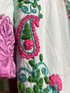 Embroidered Mint Green Short Kurti