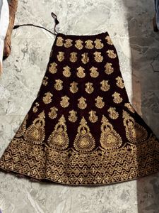 Maroon Velvet Lehenga